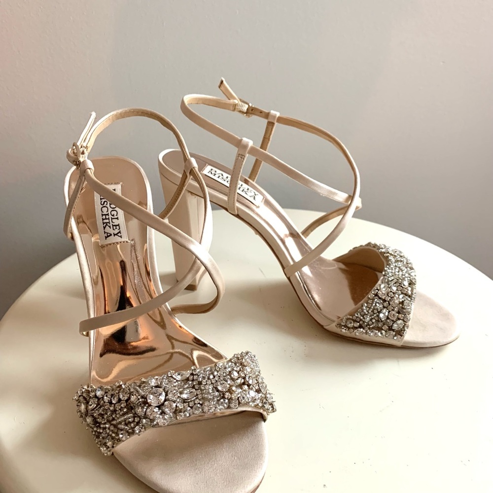 Badgley Mischka Satin Jewel Heel Perfect for Holiday, Wedding or Special Moment